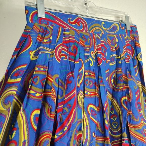 Vintage Paisley Print Skirt Women's Bohemian Midi Pleated Sz1 0 Nostalgic Rare - Picture 5 of 12